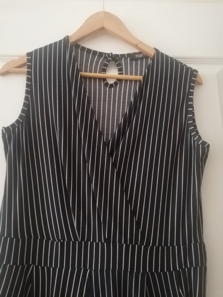 Çizgili askılı uzun tulum - Görsel 2