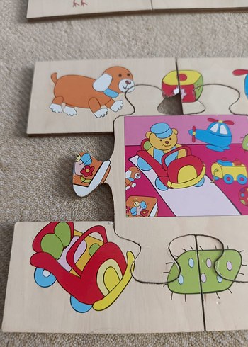 Çocuklar için Renkli Tahta Puzzle Seti - Görsel 8