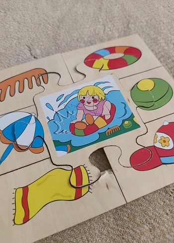 Çocuklar için Renkli Tahta Puzzle Seti - Görsel 9