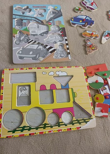 Çocuklar için Renkli Tahta Puzzle Seti - Görsel 7