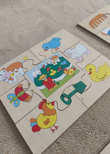 Çocuklar için Renkli Tahta Puzzle Seti - Görsel 5