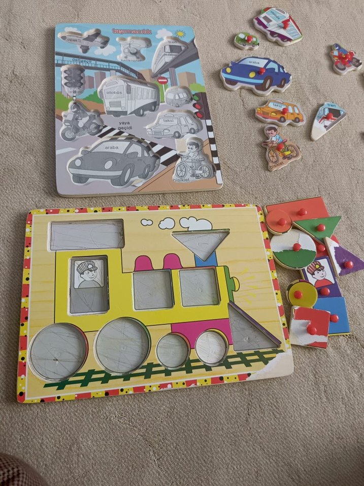 Çocuklar için Renkli Tahta Puzzle Seti - Görsel 2