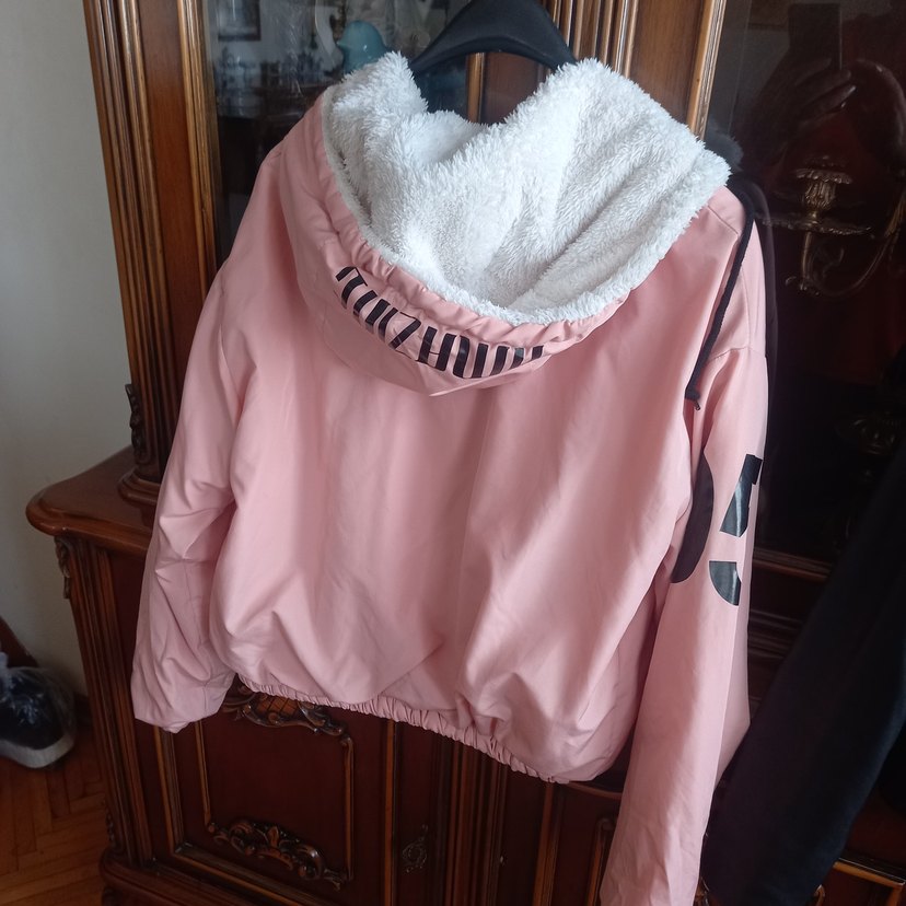Kürklü Kapüşonlu Pembe Mini Kışlık Mont defacto m beden — görsel 2/8