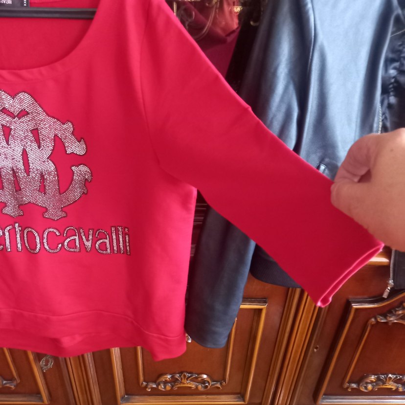Canlı Kırmızı Roberto Cavalli U Yaka Bluz — görsel 3/9