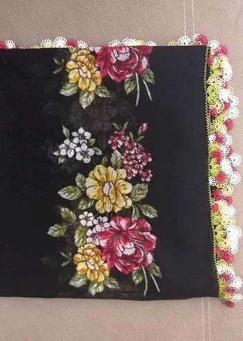 İğne oyası Detaylı Bohem Çok Renkli Kadın Fuları