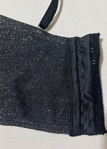 Siyah Parlak Mini Straplez Bustiyer - Görsel 5