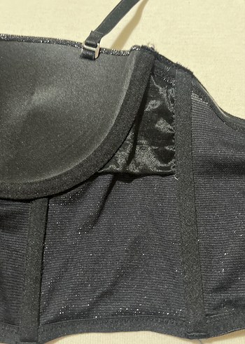 Siyah Parlak Mini Straplez Bustiyer - Görsel 7