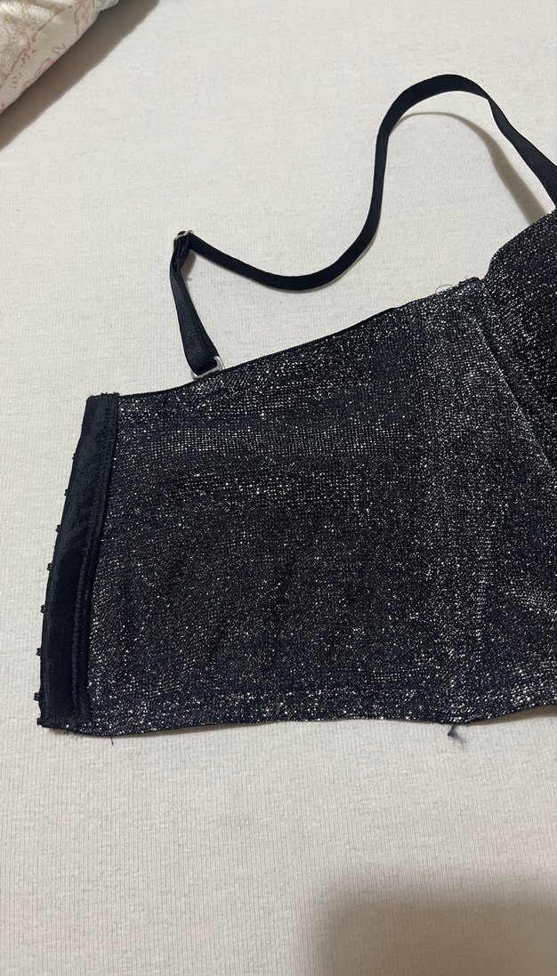 Siyah Parlak Mini Straplez Bustiyer - Görsel 4