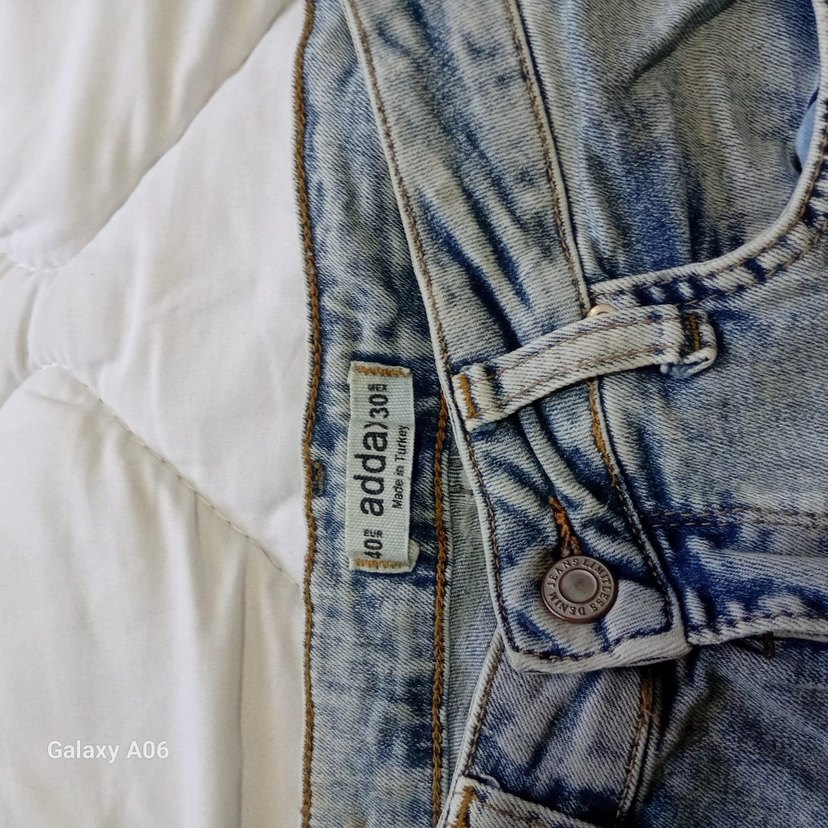 Düğmeli Mini Mavi Denim Kadın Kot - Görsel 3