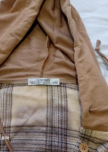 Kapüşonlu Bej Uzun Kadın Gömlek - Görsel 2