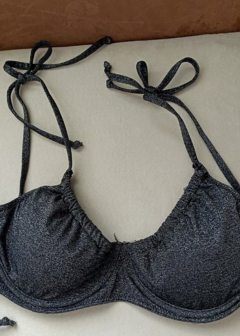 40 Beden gri Renk Gri Simli Bikini Takımı