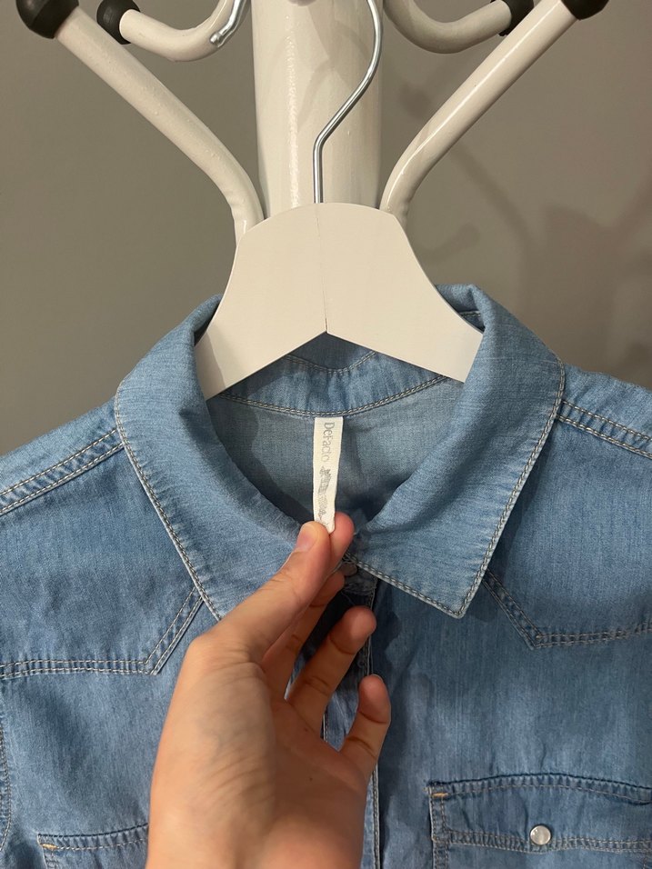 Düğmeli Denim Kadın Gömlek - Görsel 5