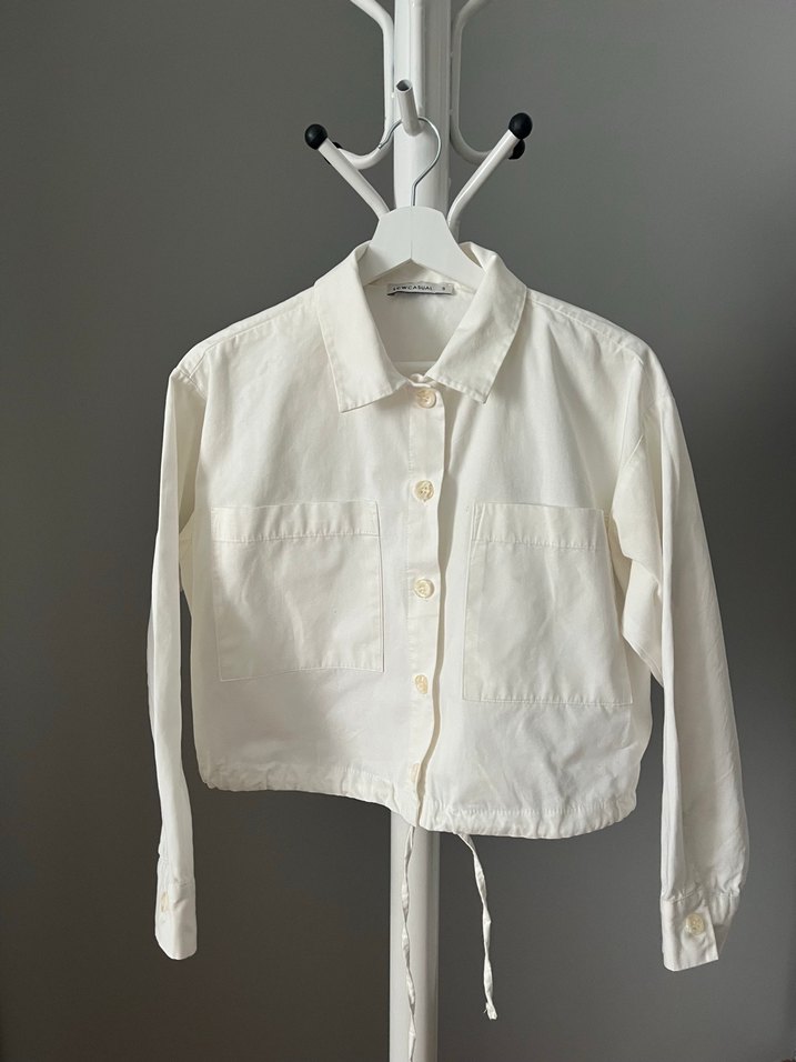 Crop gömlek ceket - Görsel 2