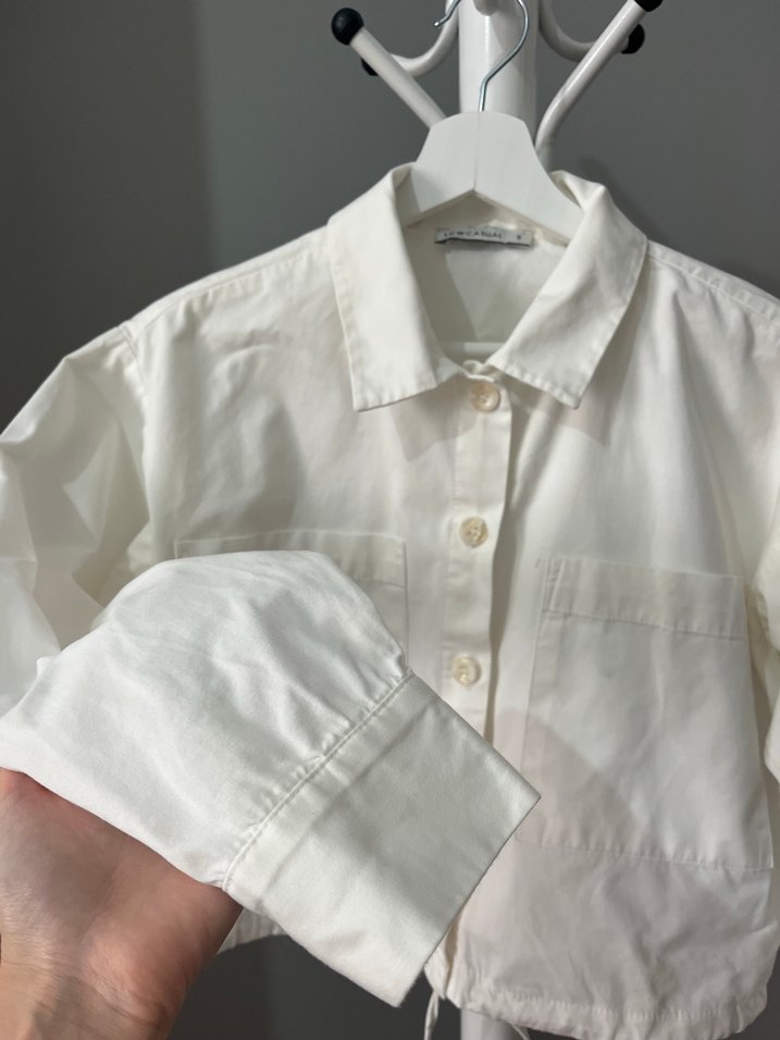 Crop gömlek ceket - Görsel 5