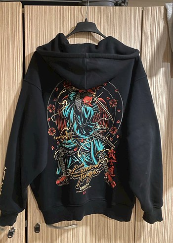 Kapüşonlu Fermuarlı Siyah unisex Sweatshirt - Görsel 2