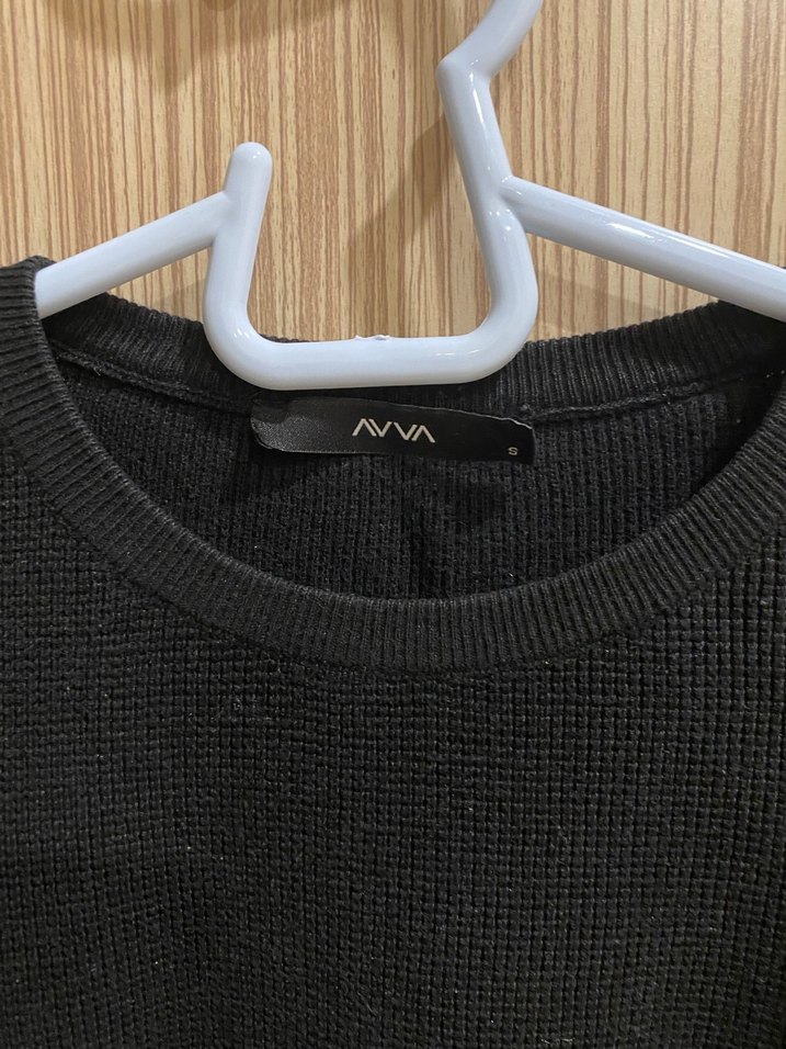 Siyah Örgü avva unisex Triko Kazak - Görsel 2