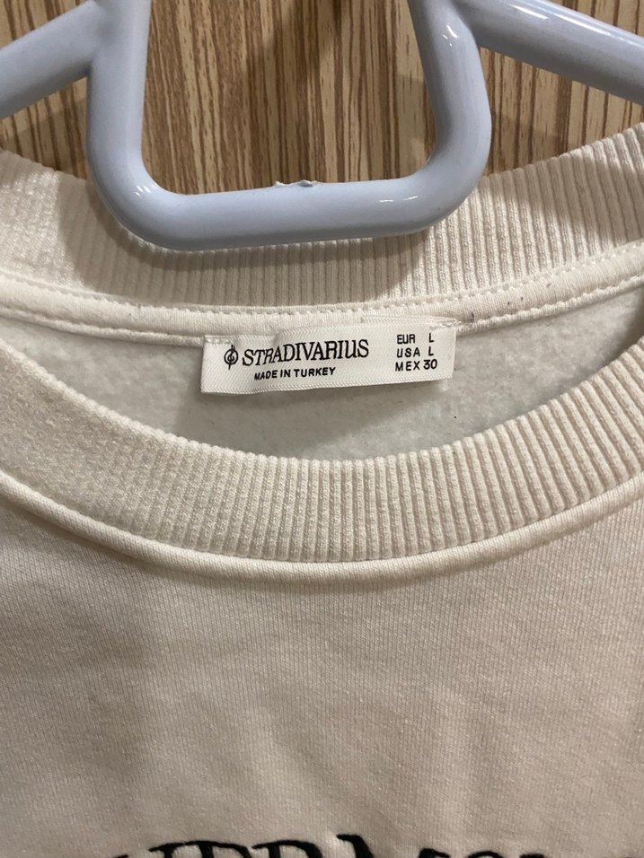 Beyaz Baskılı Oversize unisex Sweatshirt - Görsel 2