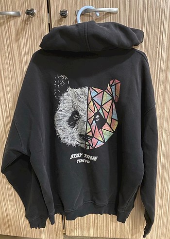 Siyah unisex Kapüşonlu Sweatshirt - Görsel 2