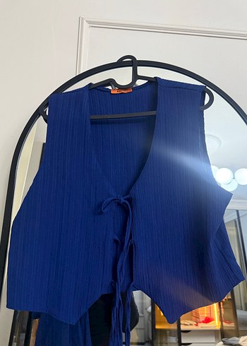 Lacivert Pilili Uzun Kolsuz Kadın Takım - Görsel 2