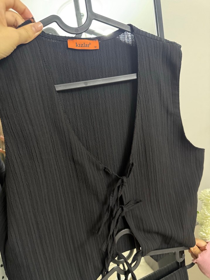 Kuşaklı Siyah Mini Kadın Takım - Görsel 3