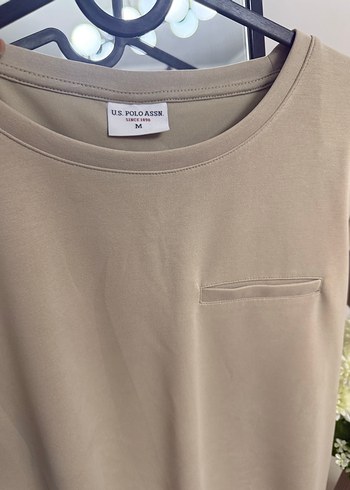 Bej Kadın Bisiklet Yaka Kısa Kollu Tişört - Görsel 2