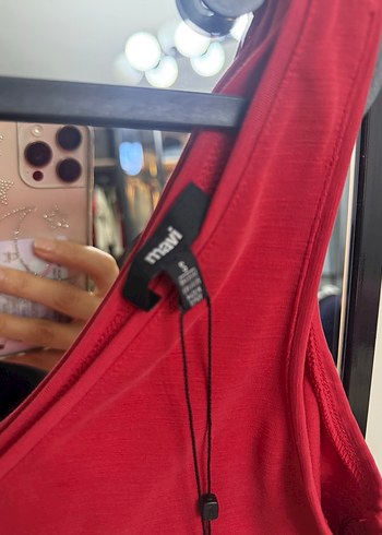 Kadın Kırmızı V Yaka Midi Atlet - Görsel 3