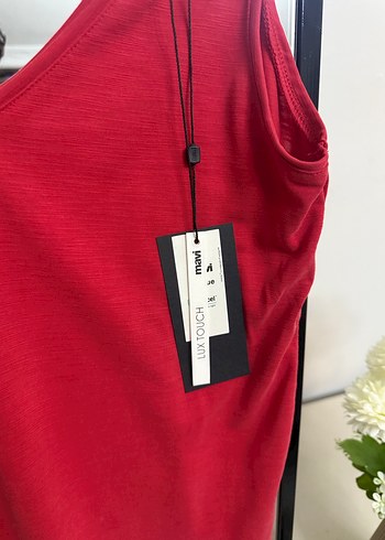 Kadın Kırmızı V Yaka Midi Atlet - Görsel 2