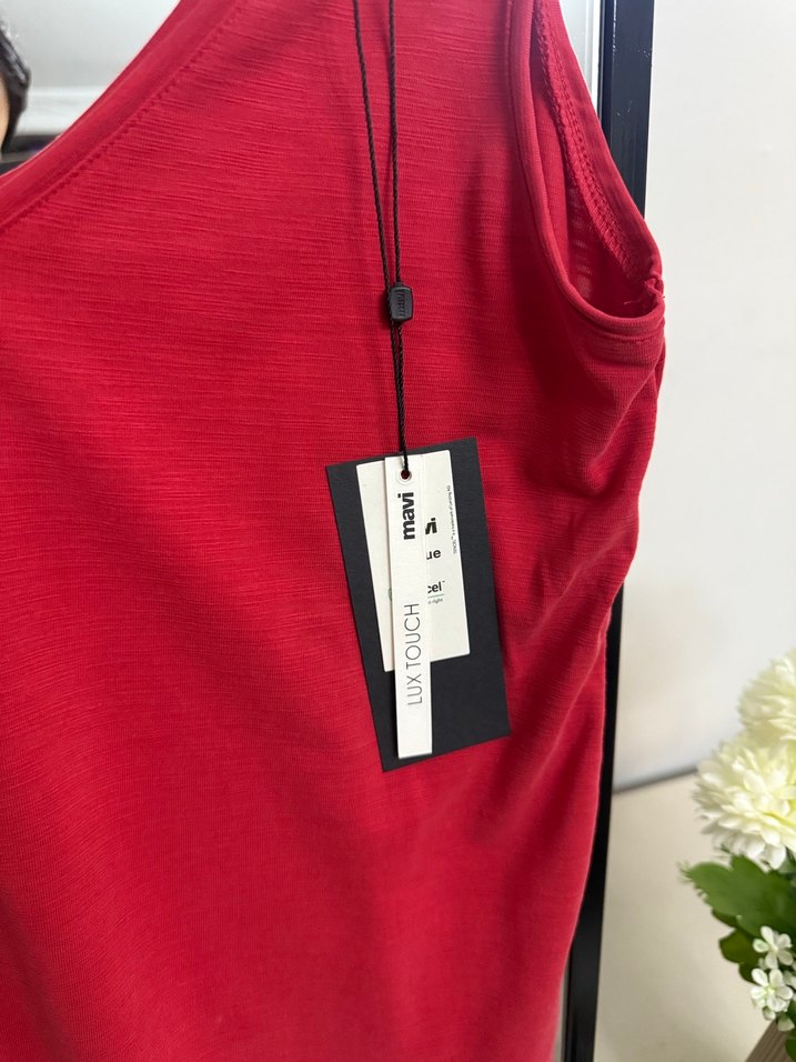 Kadın Kırmızı V Yaka Midi Atlet - Görsel 2