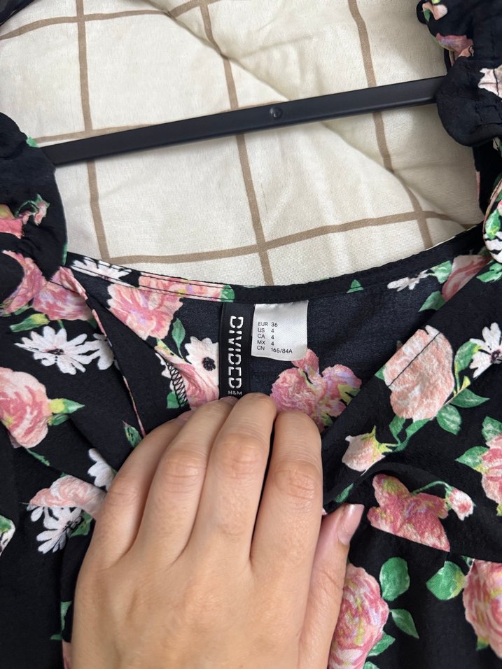 Pembe Çiçekli Midi V Yaka Salaş Elbise - Görsel 4