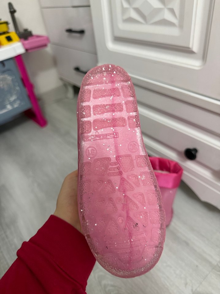 Kız Çocuk Pembe Simli Lastik Çizme - Görsel 3