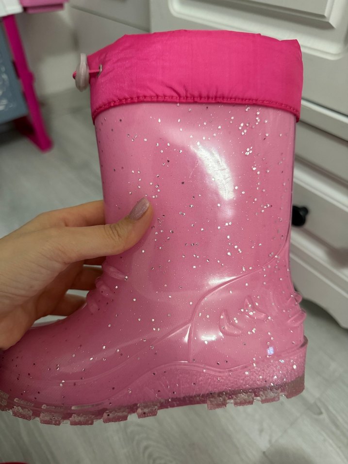 Kız Çocuk Pembe Simli Lastik Çizme - Görsel 2