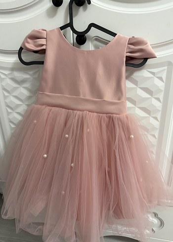 Kız Çocuk Pembe Fiyonklu Elbise - Görsel 2