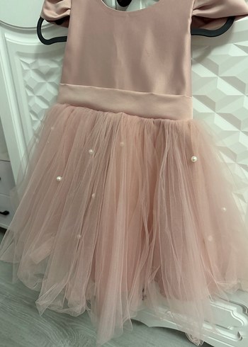 Kız Çocuk Pembe Fiyonklu Elbise - Görsel 3