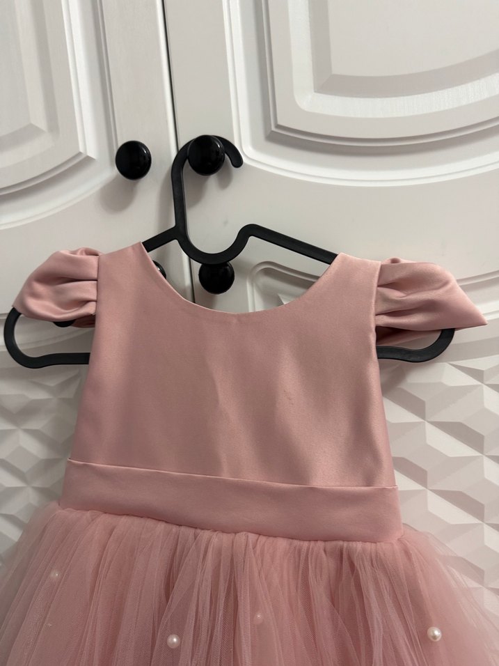 Kız Çocuk Pembe Fiyonklu Elbise - Görsel 4