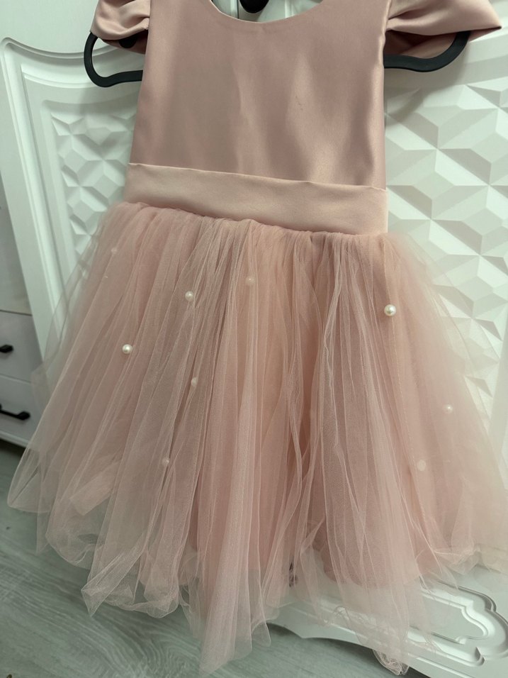 Kız Çocuk Pembe Fiyonklu Elbise - Görsel 3