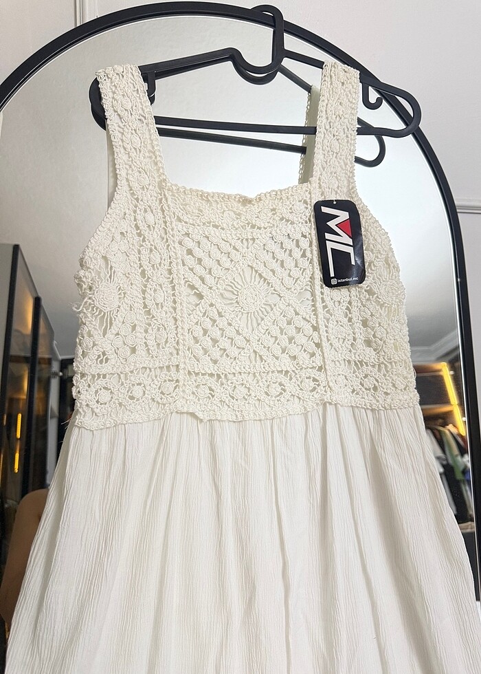 Beyaz uzun elbise - Görsel 4