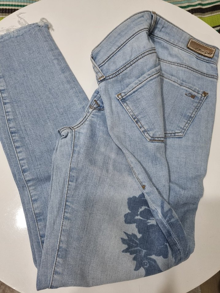 Baskılı Mavi Kadın Denim Pantolon - Görsel 2