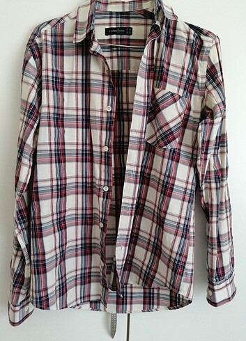 Collezıone marka XS rahat kesim unisex indigo kareli gömlek