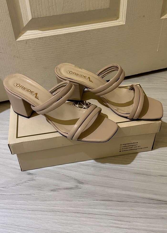 Bej topuklu ayakkabı - Görsel 5