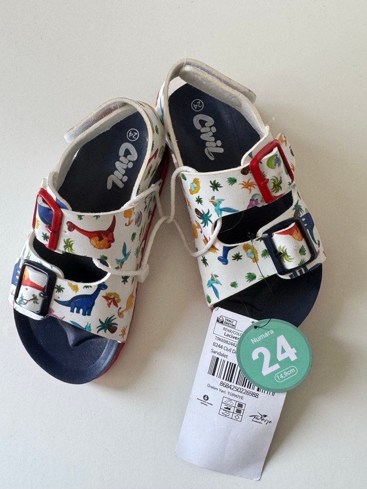 Çocuk Çok Renkli Baskılı Cırt Cırtlı Terlik - Görsel 3