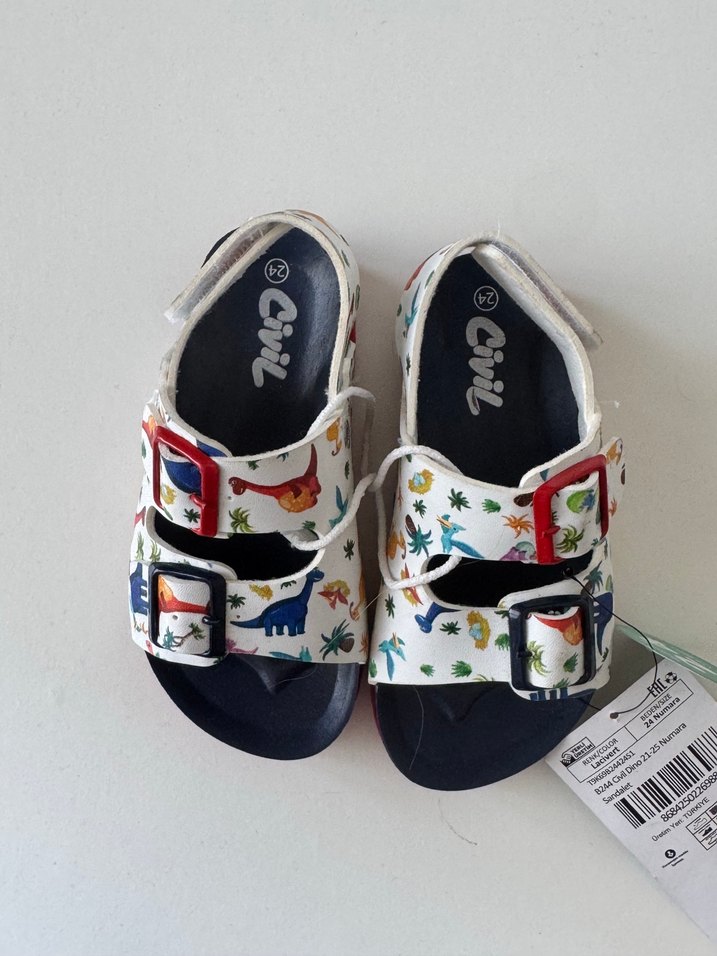 Çocuk Çok Renkli Baskılı Cırt Cırtlı Terlik - Görsel 2