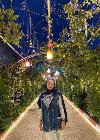 Kadın Mavi Kolsuz Denim Ceket - Görsel 3