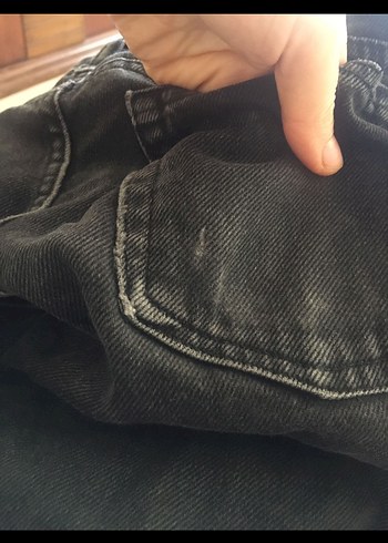 26 Beden Kadın Siyah Denim Bol Kesim Pantolon