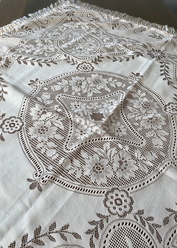 Bohem Stil İşlemeli Beyaz Masa Örtüsü - Görsel 3
