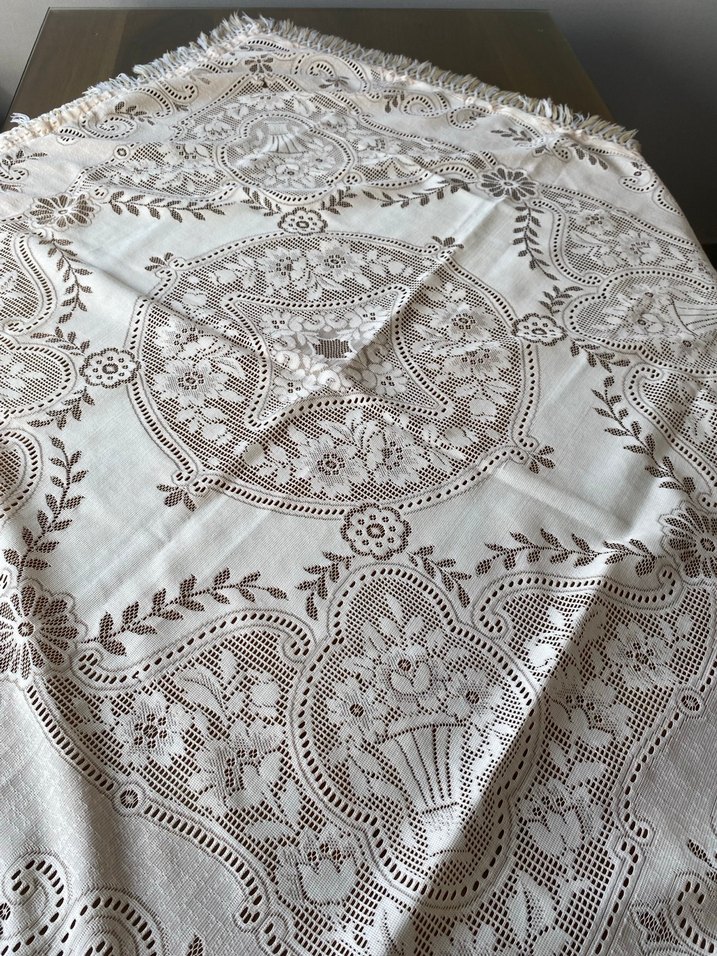 Bohem Stil İşlemeli Beyaz Masa Örtüsü - Görsel 2