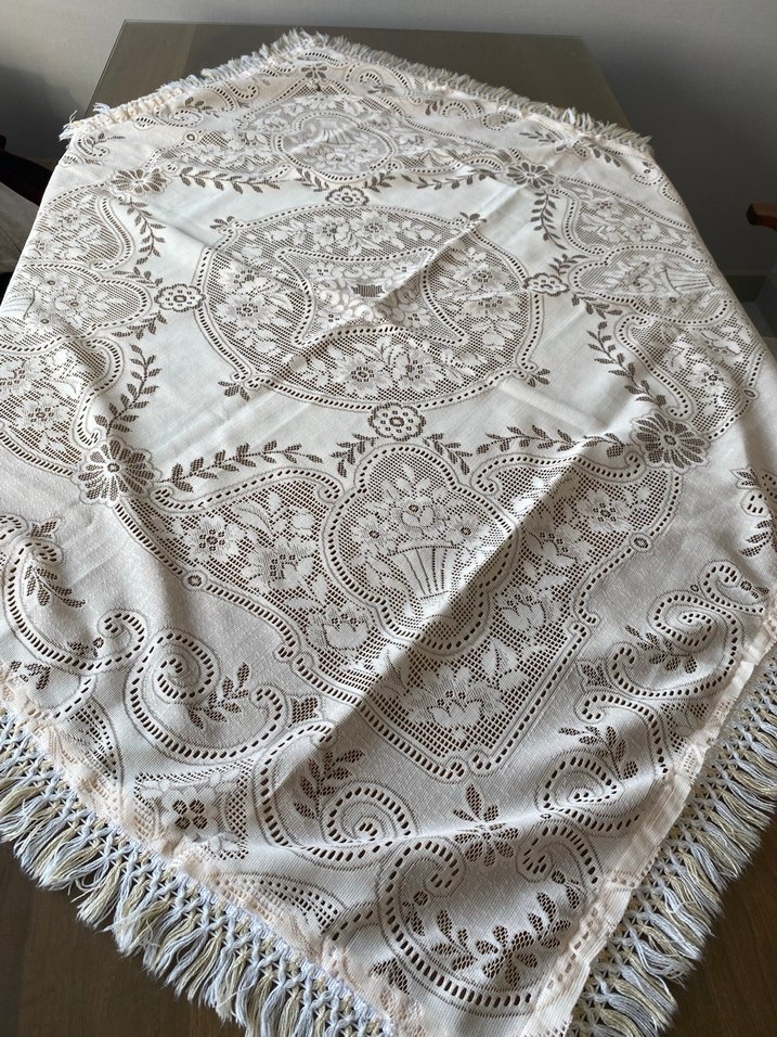 Bohem Stil İşlemeli Beyaz Masa Örtüsü - Görsel 5