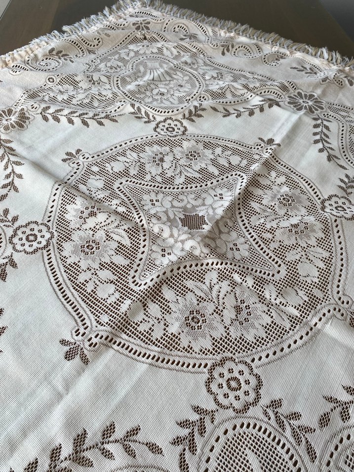 Bohem Stil İşlemeli Beyaz Masa Örtüsü - Görsel 3