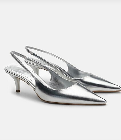 gümüş gri stiletto topuklu ayakkabı