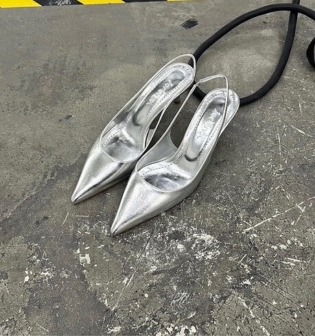Diğer gümüş gri stiletto topuklu ayakkabı