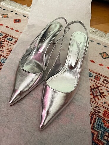 39 Beden gri Renk gümüş gri stiletto topuklu ayakkabı